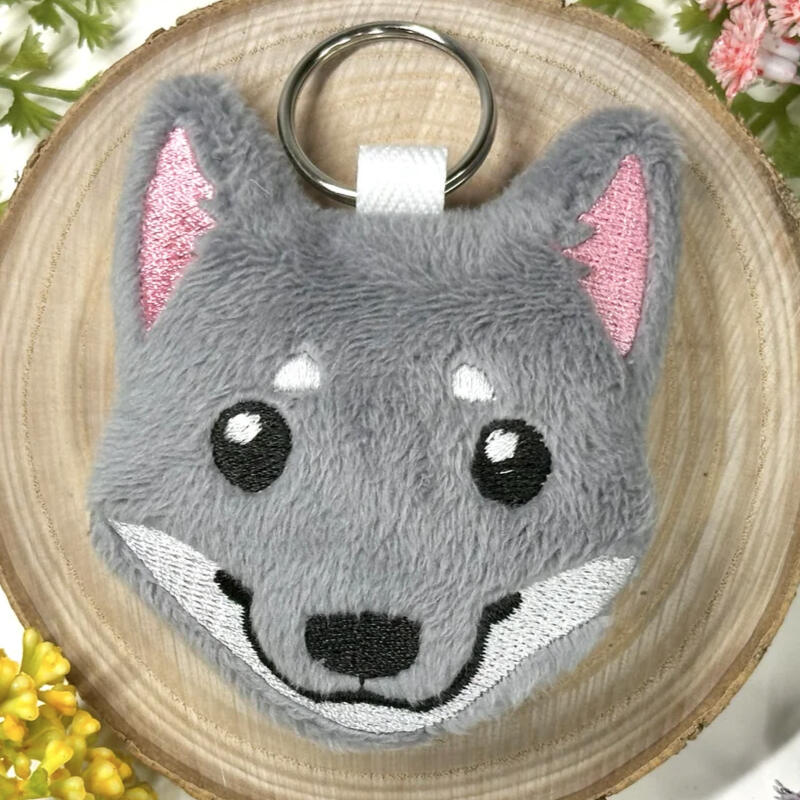 Wolf plush keychain on my Etsy